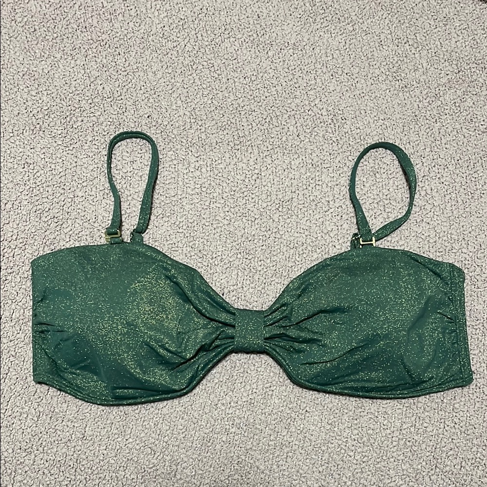 NWT Abercrombie Green Shimmer Bandeau Swim Top